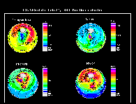 Polar projection of HNO3, temperature, aerosol and ClONO2 
data